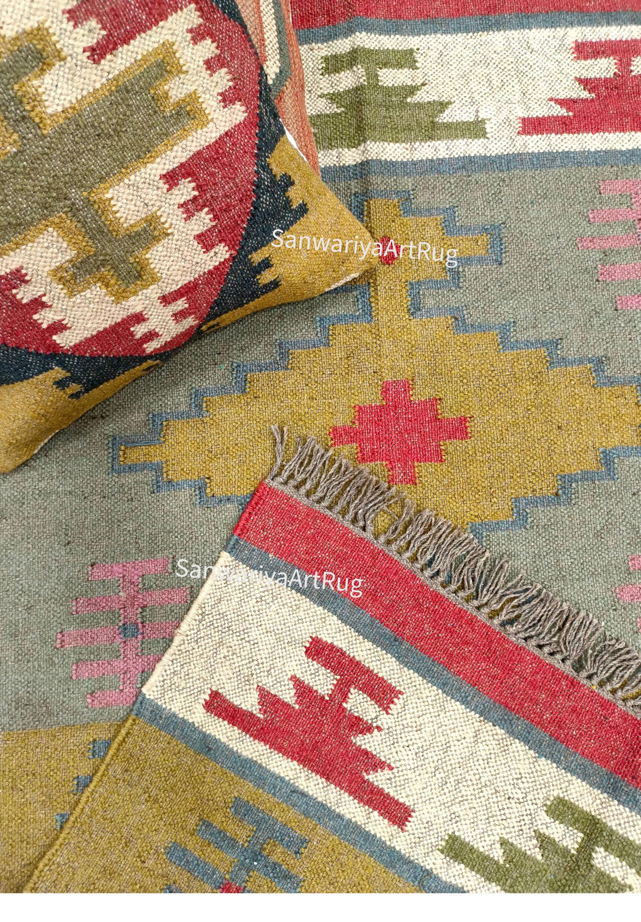 8x10 Navajo Kilim Wool Jute Rug | Black & Gray Traditional Indian Rug ...