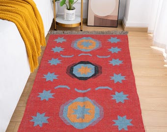 Handmade Wool Jute Kilim Rug, 8x10 Custom Area Multicolour Rectangle Shape Turkish Oushak Bohemian Home Kitchen Decor Boho Indoor Rug
