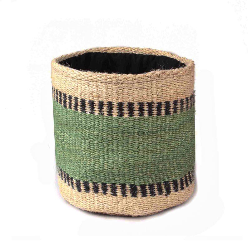Handmade Jute Kilim Pot Planter, 12x12 Inch Colorful Modern Farmhouse Living Room Basket Cover, Boho Nursery Garden Waterproof Planter Cover