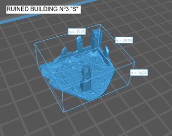Ruined Building Nº3 compatibele Wargames 6mm 3D-geprint