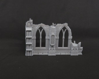 Gotische ruïnes nr. 1 Scenery voor 28mm of 32mm Wargames Gedrukt in PLA
