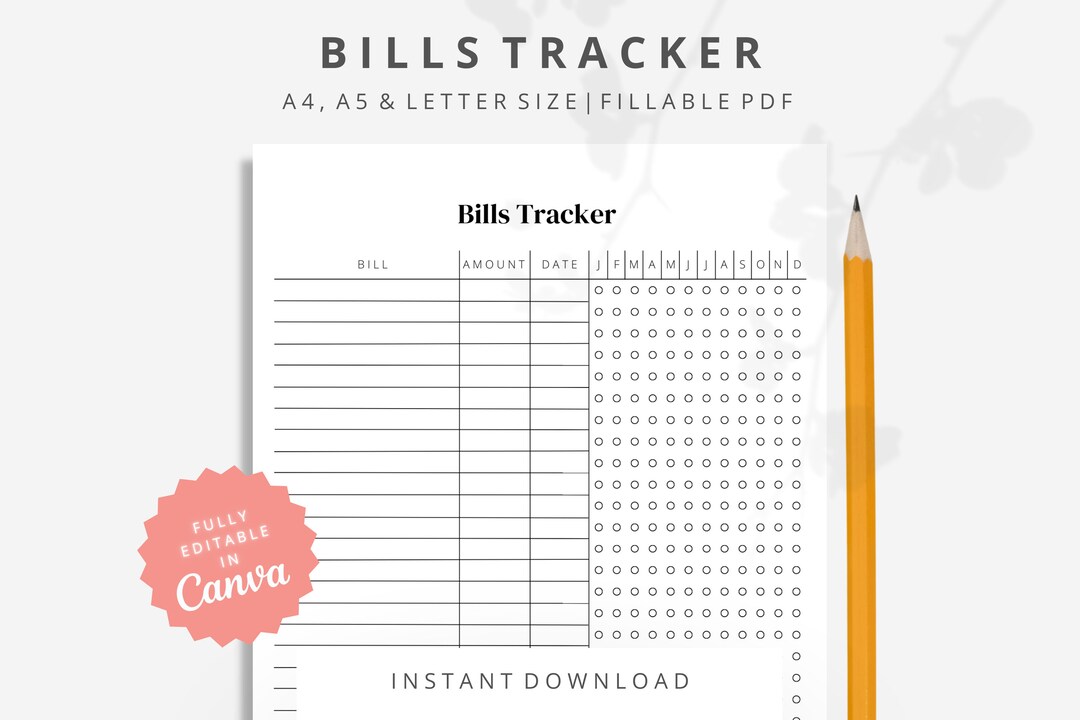 Bill Tracker Printable Planner Bundle Digital Financial - Etsy