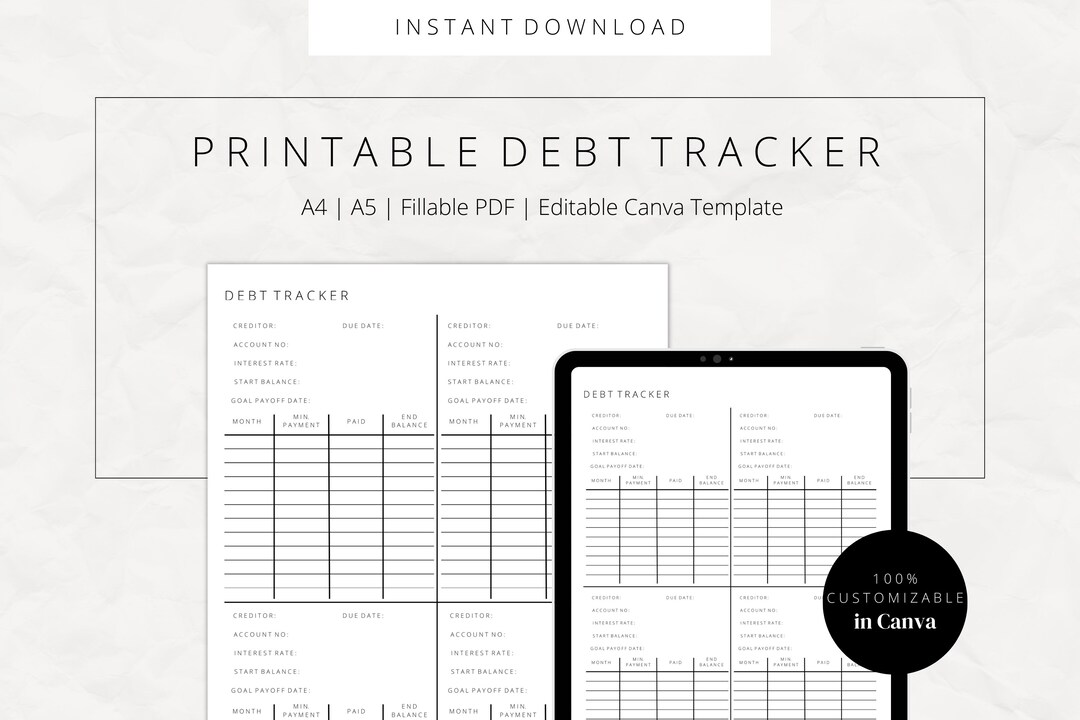 Debt Tracker Printable Pdf Free Download