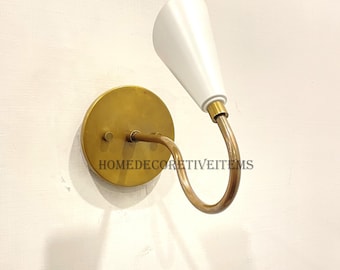 Raw Brass Wall Sconce: Mid-Century Modern Bedside Reading Lamp