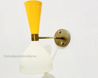 Mid Century Wall Sconce: Raw Brass Italian Stilnovo Style
