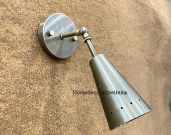 Handmade Brass Wall Sconce Lamp, Stilnovo Inspired Modern Light