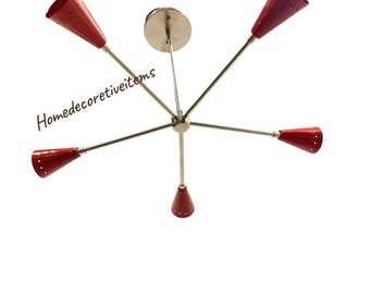5 Arm Brass Chandelier Beautiful Sputnik Ceiling Light For Living Room