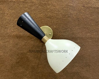 Pair of Mid Century Wall Sconce, Brass Bedside Reading Lamp