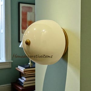 Modern Dome Wall Sconce – Elegant Cream & Brass Light Fixture for Bedroom, Living Room, or Hallway Decor