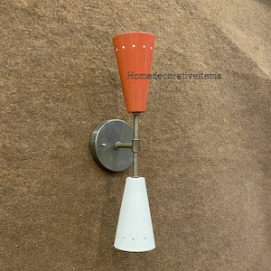 2-Arm Cone Wall Sconce – Mid Century Modern Wall Lamp – Brass Wall Light Fixture – Vintage Style Lighting