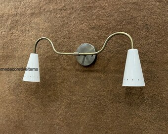 Brass Wall Sconce, Mid Century Modern Light Fixture, Antique Brown