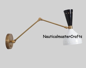 Custom Stilnovo Brass Wall Lamp, Mid Century Inspired Bedside Reading Light