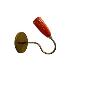 Customize Brass Wall Sconce, ORANGE Shade Wall Lamp, Raw Brass Modern Wall Sconce Fixture Handmade Light Lamp Stilnovo Lamp Light