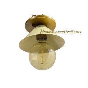 Brass Flush Mount Ceiling Light – 1 Bulb Ceiling Fixture, Modern Minimalist Lamp – Single Bulb Ceiling Lamp, Compact Light Fixture