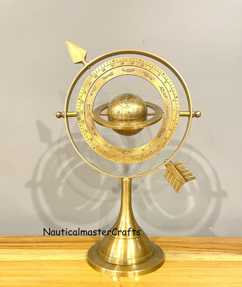 10'' Antique Brass Armillary Nautical Sphere Arrow Etsy