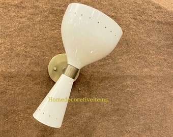 Handmade Cream Brass Wall Sconce | Mid-Century Modern Vanity Lamp