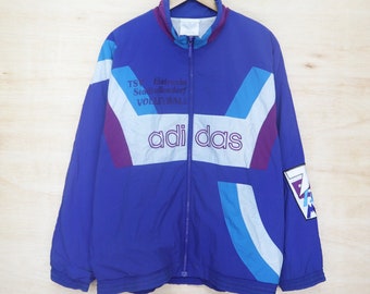 Vintage 90s TSV Eintracht Stadtallendorf Volleyball By ADIDAS Big Logo Multi Color Block Bomber Windbreaker Jacket