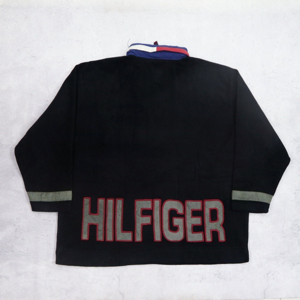 Vintage 90s TOMMY HILFIGER Outdoors Big Logo Baby Fleece Sweater Sweatshirt Hoodie