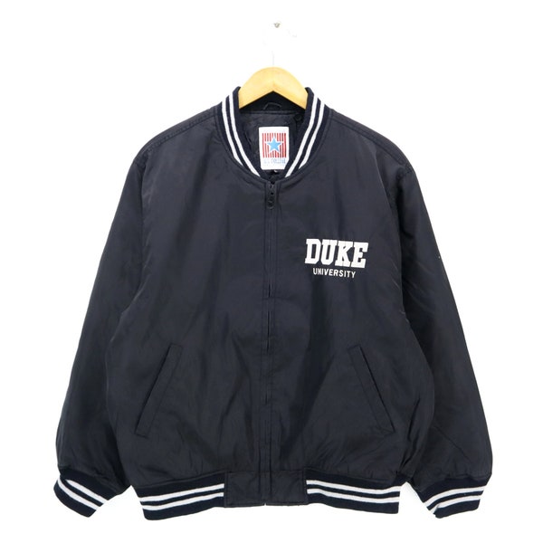 Vintage 90s DUKE UNIVERSITY US College American University Bomber Chaqueta Tamaño Grande Streetwear Moda Hip Hop Swag