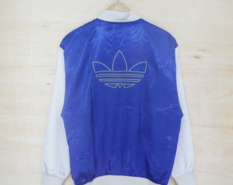 Vintage 90s ADIDAS Big Logo Embroidered Bomber Satin Varsity Jacket