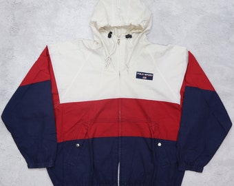 Vintage 90s POLO By RALPH LAUREN Mini Logo Multi Color Block Windbreaker Hoodie Track Jacket