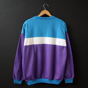 Vintage 90s ADIDAS Big Logo Multi Color Block Crewneck Sweatshirt Pullover Jumper Size Would Fit M-L image 6