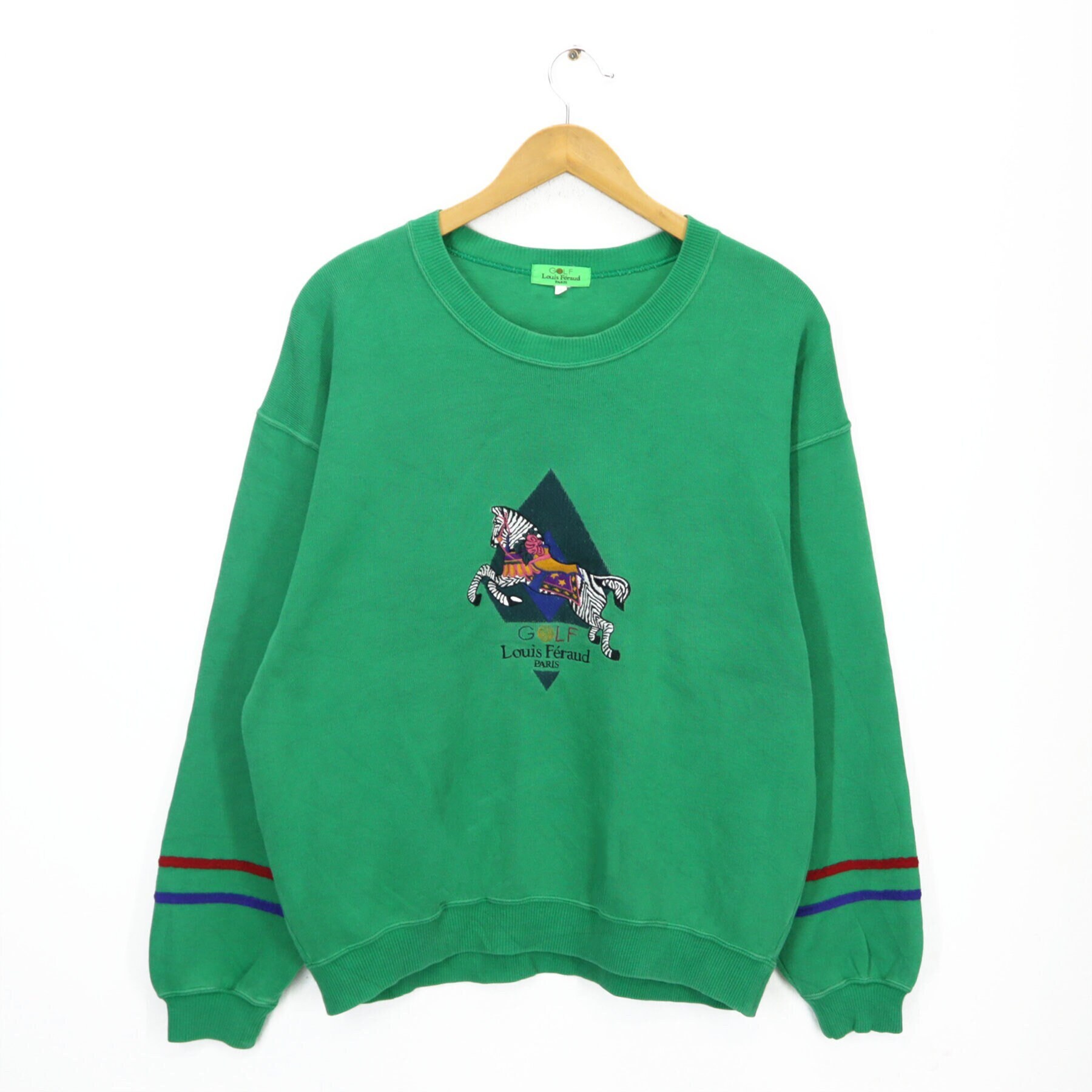 Vintage LOUIS FERAUD Paris Big Logo Embroidered Crewneck 