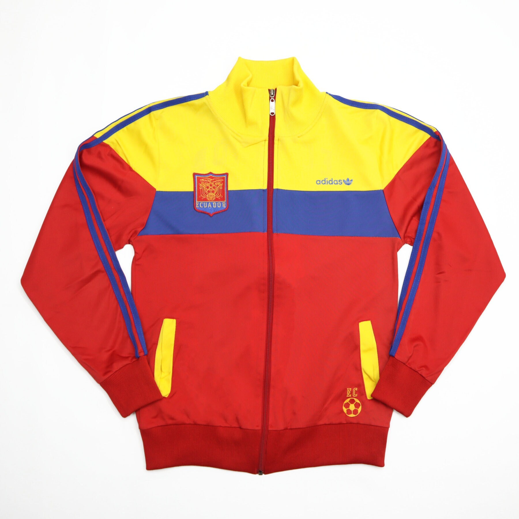 Vintage 90s ADIDAS ECUADOR Multi Color Block Track Jacket FIFA
