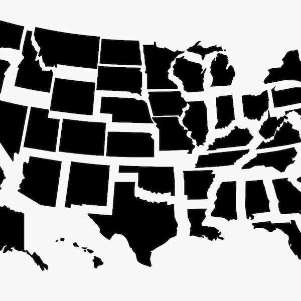 All 50 United States in Solid and Outline Styles for Laser CNC Cricut Silhouette SVG DXF