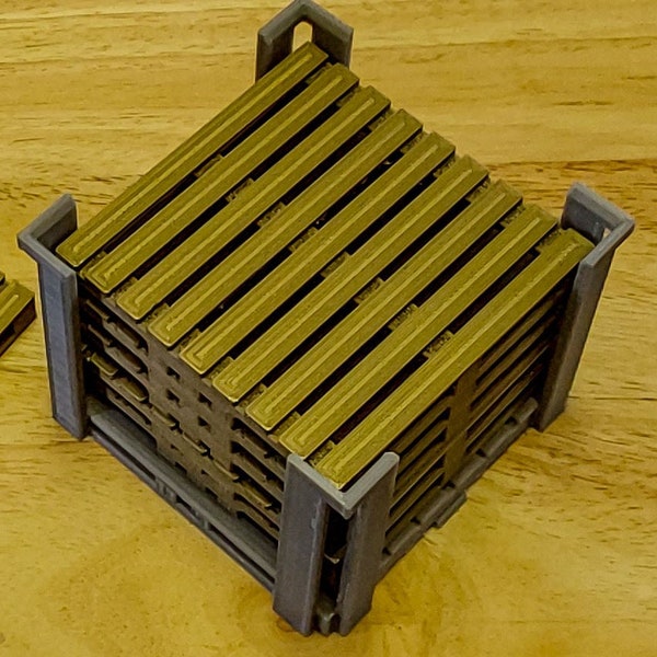Pallet Coaster Set with Holder - 3D Print STL
