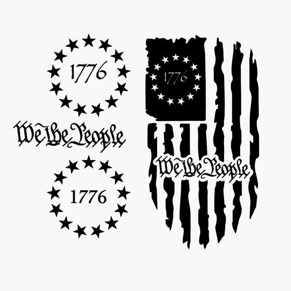 We The People 1776 Flag Bundle - SVG | EPS | DXF | Laser | Cricut | Silhouette