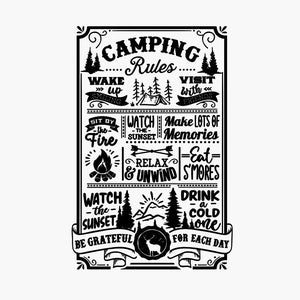 Camping Rules Sign - SVG | EPS | PNG | Laser | Cricut | Silhouette