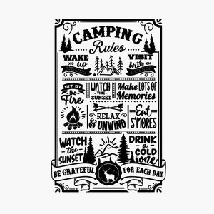 Señal de reglas para acampar - SVG / EPS / PNG / Laser / Cricut / Silhouette