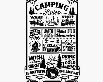Camping Rules Sign - SVG | EPS | PNG | Laser | Cricut | Silhouette