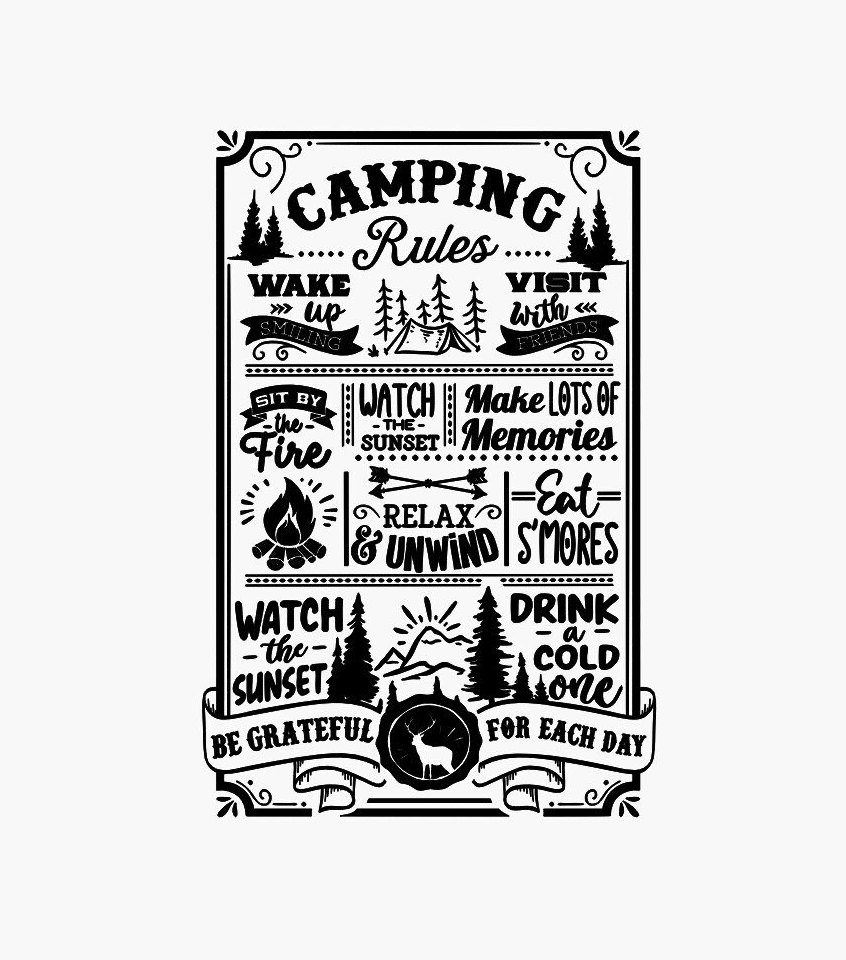 Camping Rules Sign - SVG | EPS | PNG | Laser | Cricut | Silhouette