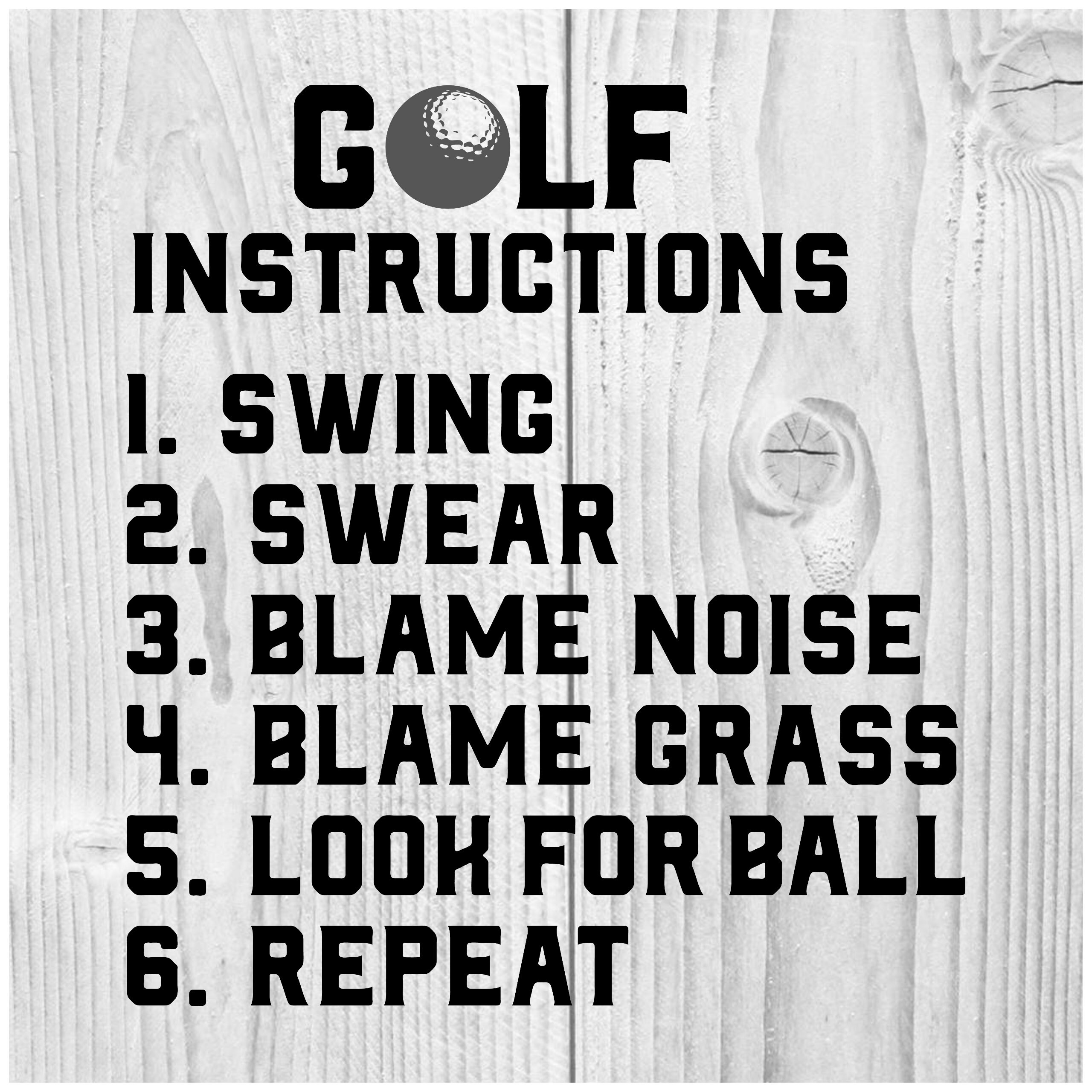 Funny Golf Instructions SVG for Laser and Vinyl PNG for Sublimation, image size:2560x2560