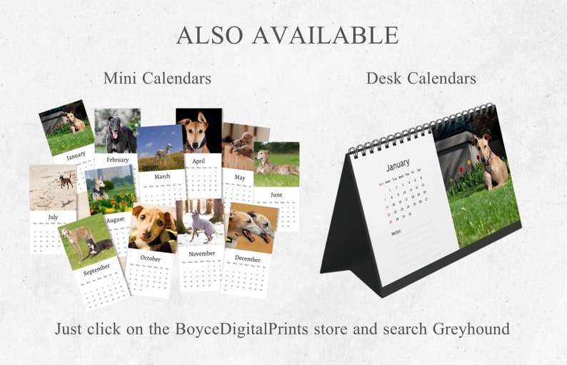 Greyhound Calendar 2024 Monthly Wall Calendar A4 Hanging Etsy
