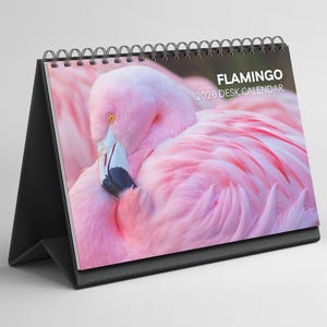 Flamingo Desk Calendar 2026-2027: Standing Flip Desktop Calendar with Thick Paper (15.25cm x 22cm - similar to A5)