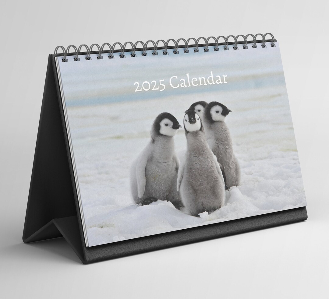 Penguin Desk Calendar 20252026 Standing Flip Desktop Calendar With