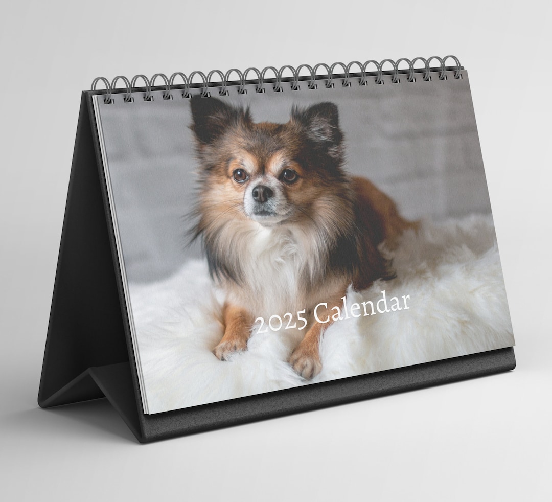 Chihuahua Desk Calendar 20252026 Standing Flip Desktop Calendar With