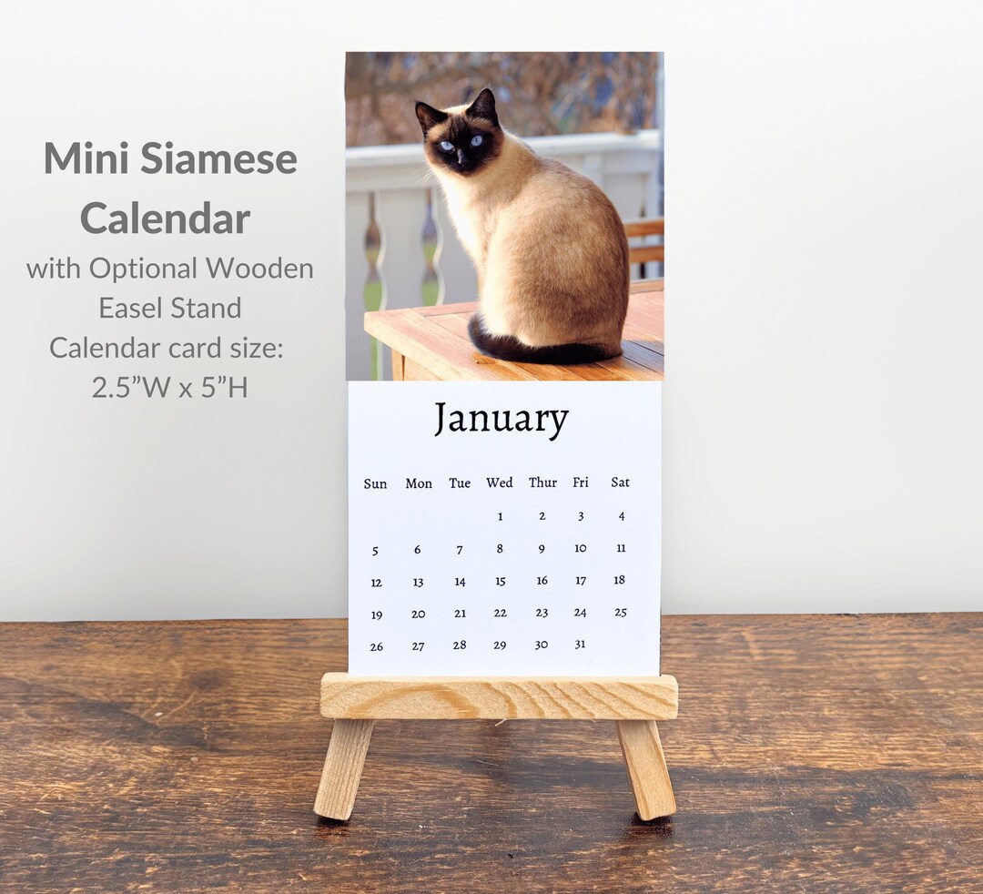Siamese Cat Calendar 2025 Mini Desk Calendar, Siamese Calendar 2025