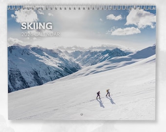 Calendrier de ski 2026 : calendrier mural mensuel avec notes, format A3, dates clés et jours fériés inclus