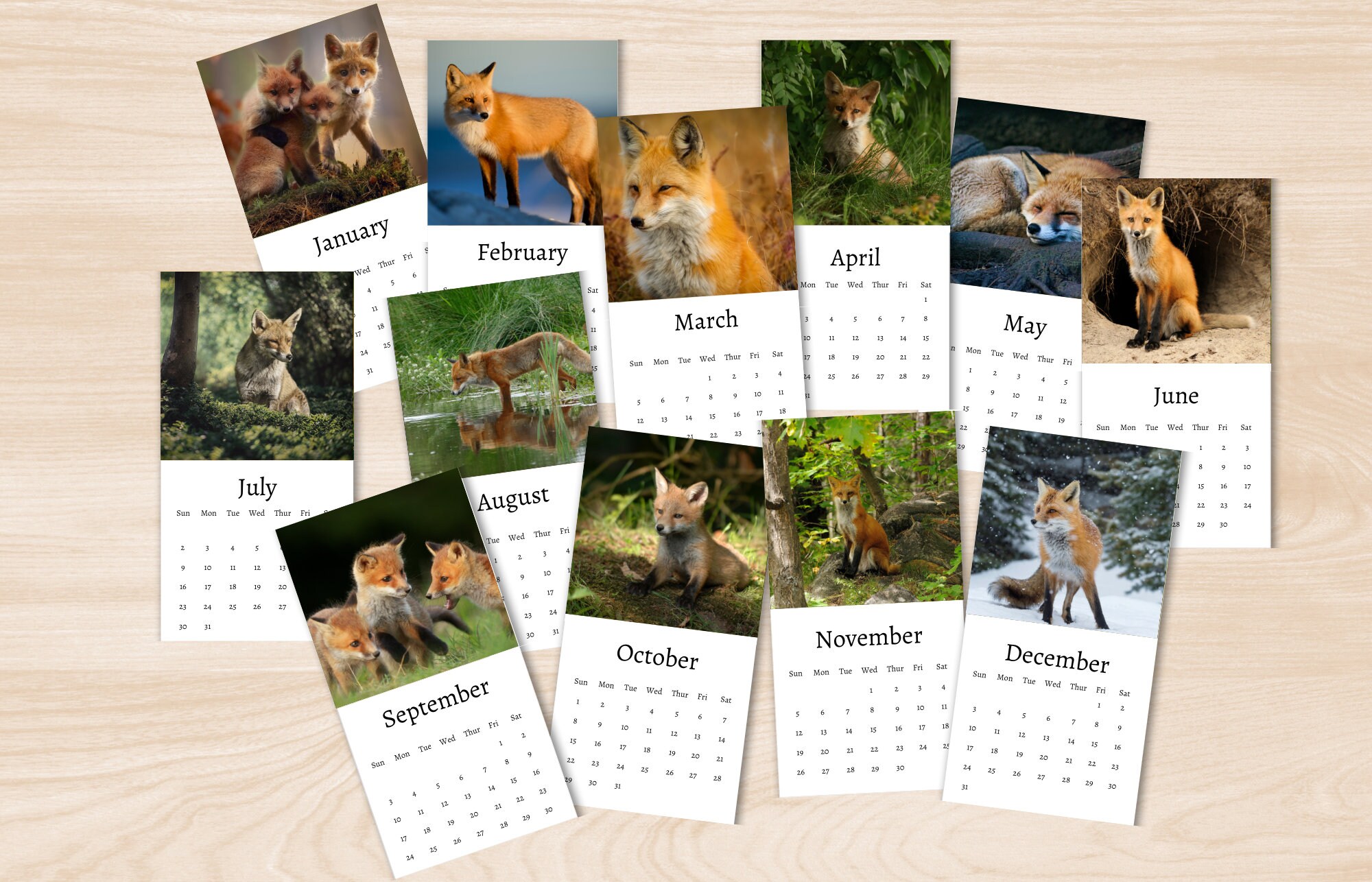 Fox Calendar 2024 Mini Desk Calendar Fox Calendar Etsy