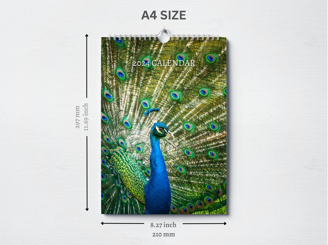 Peacock Calendar 2025 Monthly Wall Calendar A4 Hanging Etsy