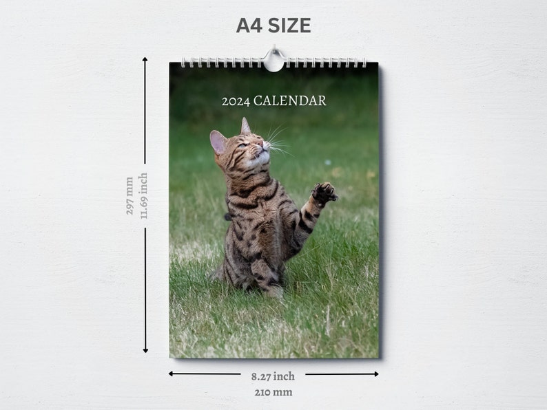 Bengal Cat Calendar 2024 Monthly Wall Calendar A4 Size Etsy