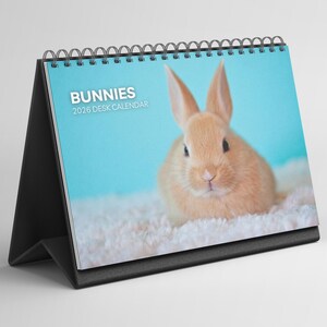 Bunnies Desk Calendar 2026-2027: Standing Flip Desktop Calendar with Thick Paper (15.25cm x 22cm - similar to A5)