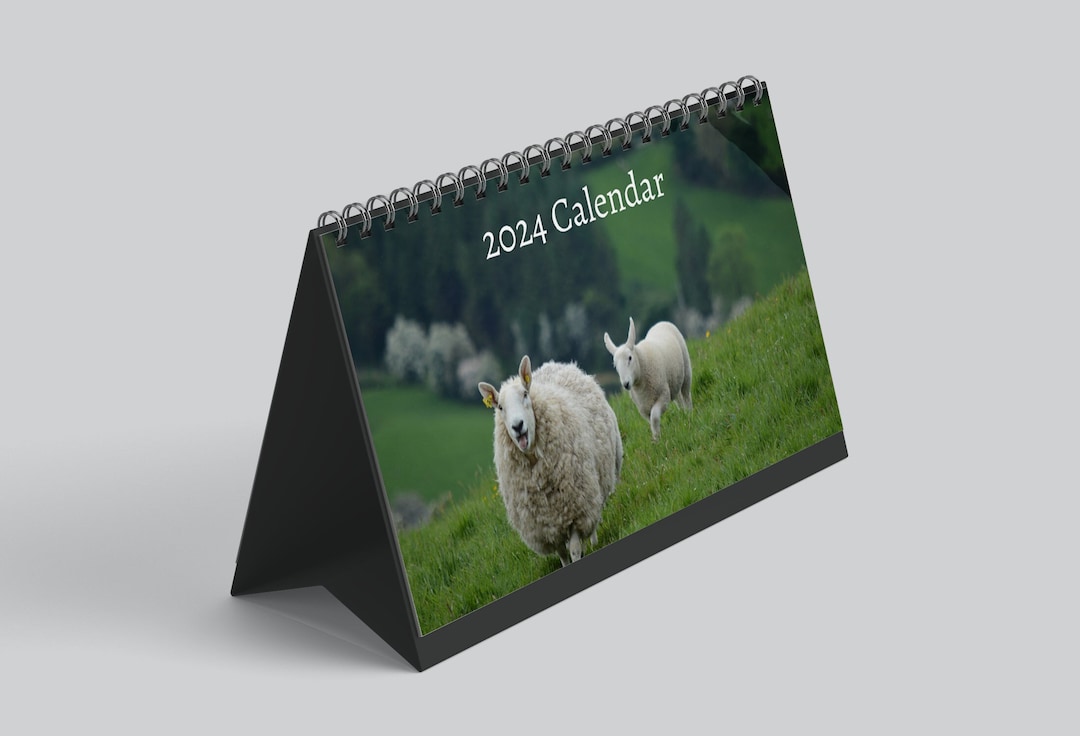 Sheep Desk Calendar 2024 Desktop Calendar Sheep Calendar Etsy
