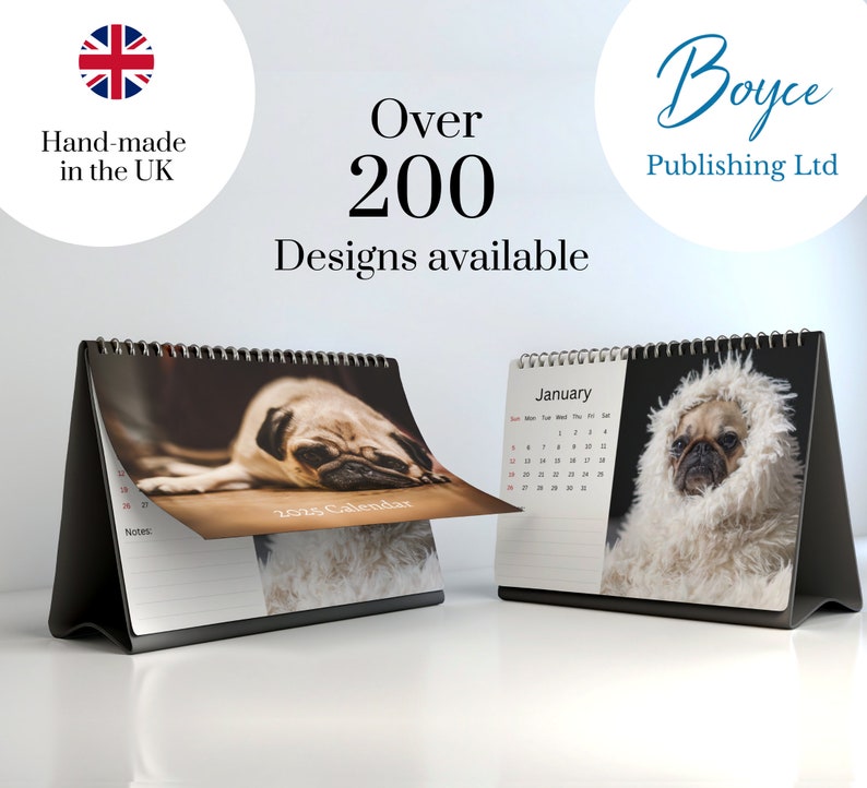 Pug Desk Calendar 20252026 Standing Flip Desktop Calendar With Thick