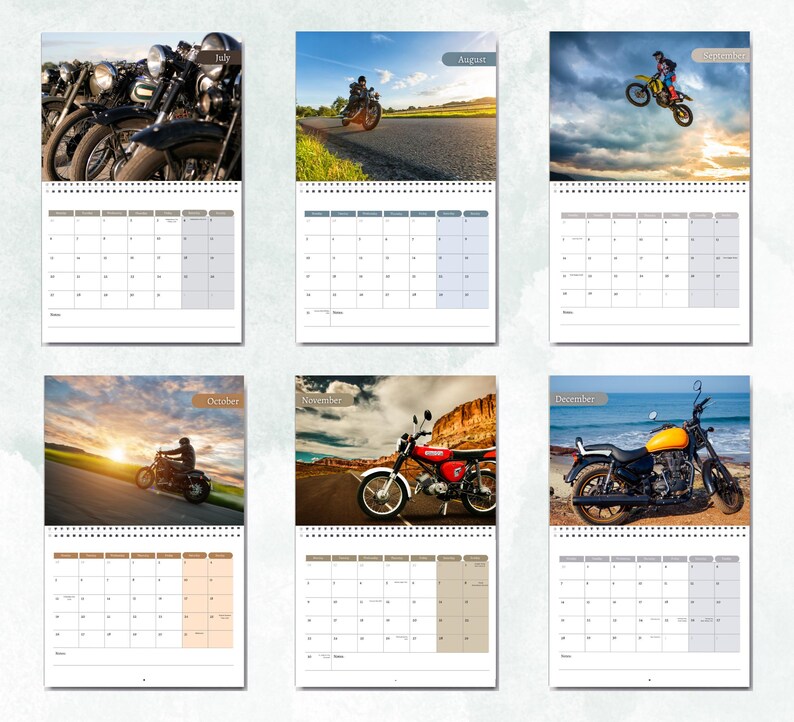 Motorbikes Calendar 2026: Monthly Wall Calendar With Notes, Opens to A3 ...