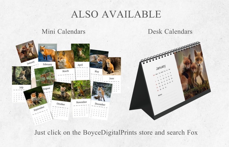 Fox Calendar 2024 Monthly Wall Calendar A4 Hanging Etsy